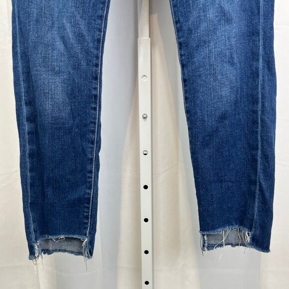 PILCRO Anthropologie Step Hem Skinny Ankle Jeans Mid Rise 5 Pocket Blue EST S - Picture 4 of 10